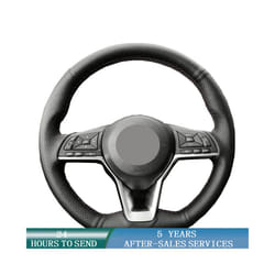 Customized Car Steering Wheel Cover Non-slip Leather Braid Car Accessories - 3 Colors Thread