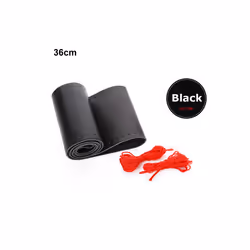 Car Steering Wheel Cover DIY Genuine Leather Cowhide Braid With Needles - Black  red 36cm
