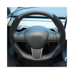 Suede Leather Anti-slip Car Steering Wheel Cover All Seasons Universal - black