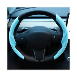 Suede Leather Anti-slip Car Steering Wheel Cover All Seasons Universal - blue