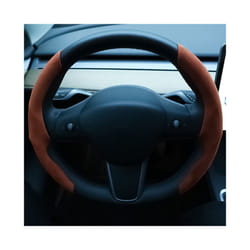 Suede Leather Anti-slip Car Steering Wheel Cover All Seasons Universal - brown