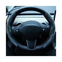 Suede Leather Anti-slip Car Steering Wheel Cover All Seasons Universal - grey