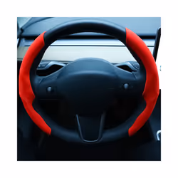 Suede Leather Anti-slip Car Steering Wheel Cover All Seasons Universal - red