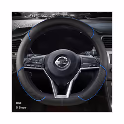 Car Steering Wheel Cover D Type PU Leather For Nissan X-trail Qashqai - Blue