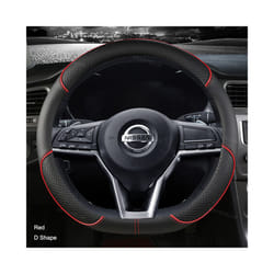 Car Steering Wheel Cover D Type PU Leather For Nissan X-trail Qashqai - Red