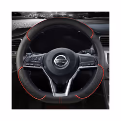 Car Steering Wheel Cover D Type PU Leather For Nissan X-trail Qashqai - Red
