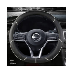 Car Steering Wheel Cover D Type PU Leather For Nissan X-trail Qashqai - White