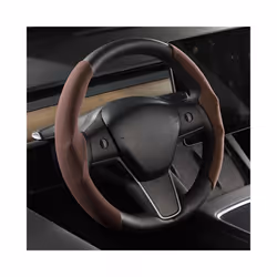 For Tesla Steering Wheel Cover for Tesla Model 3 Model Y Model S Black - For Tesla-Brown