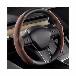 Steering Wheels Cover For Tesla Model 3 Model Y Suede Non-Slip Car Decor - brown