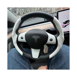 Steering Wheels Cover For Tesla Model 3 Model Y Suede Non-Slip Car Decor - white