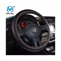 Car-styling Steering Wheel Cover PU Leather 37-38CM Cars Wheel Covers - Black