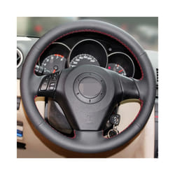 DIY Artificial Leather Steering Cover Black Car Steering Wheel Cover - Black Thread