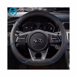 PU Leather  Car Steering Wheel Cover for Kia Ceed Sportage Picanto Cerato - D shape Blue
