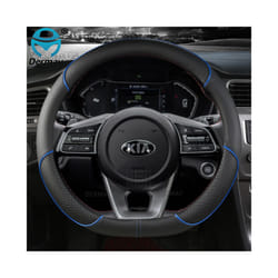 PU Leather  Car Steering Wheel Cover for Kia Ceed Sportage Picanto Cerato - D shape Blue