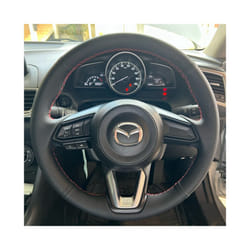 Artificial Leather Braid Car Steering Wheel Cover For Mazda 3 Axela 2017-2018 - Red Thread
