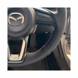 Artificial Leather Braid Car Steering Wheel Cover For Mazda 3 Axela 2017-2018 - Red Thread