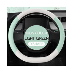 Car Steering Wheel Cover PU Leather D Shape Auto Steering Wheel Cover - Lightgreen D type