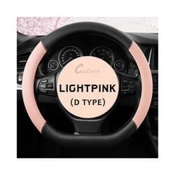 Car Steering Wheel Cover PU Leather D Shape Auto Steering Wheel Cover - LightPINK D type