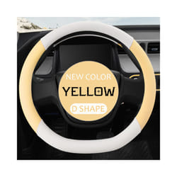 Car Steering Wheel Cover PU Leather D Shape Auto Steering Wheel Cover - Yellow D type