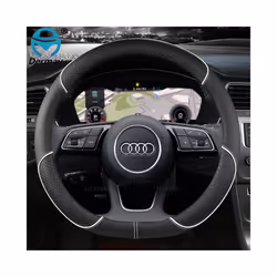 Microfiber Leather Sport Car Steering Wheel Cover Non-slip for Audi A1 - D shape White