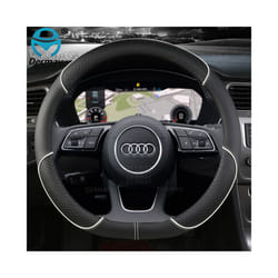 Microfiber Leather Sport Car Steering Wheel Cover Non-slip for Audi A1 - D shape White