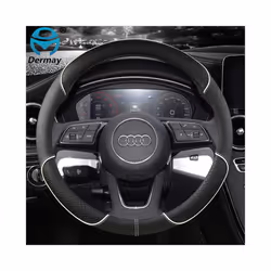 Microfiber Leather Sport Car Steering Wheel Cover Non-slip for Audi A1 - O shape White