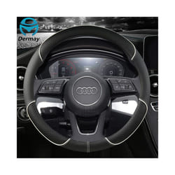 Microfiber Leather Sport Car Steering Wheel Cover Non-slip for Audi A1 - O shape White