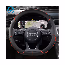 Microfiber Leather Sport Car Steering Wheel Cover Non-slip for Audi A1 - O shape White