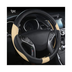 Car-styling Steering Wheel Cover Carbon Fiber Leather 37-38CM Cars Wheel - Beige