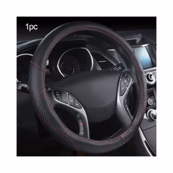 Car-styling Steering Wheel Cover Carbon Fiber Leather 37-38CM Cars Wheel - Black