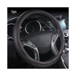 Car-styling Steering Wheel Cover Carbon Fiber Leather 37-38CM Cars Wheel - Black