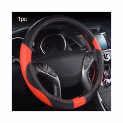 Car-styling Steering Wheel Cover Carbon Fiber Leather 37-38CM Cars Wheel - Red