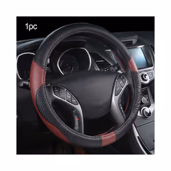 Car-styling Steering Wheel Cover Carbon Fiber Leather 37-38CM Cars Wheel - Wine red