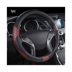 Car-styling Steering Wheel Cover Carbon Fiber Leather 37-38CM Cars Wheel - Wine red