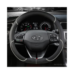 Car Steering Wheel Covers 38cm For Hyundai i30 Creta Tucson ix35 Solaris - WHITE D SHPAE