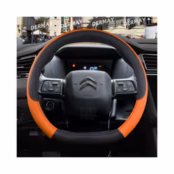 for Citroen C4 2021 2022 2023  Car Steering Wheel Cover PU Leather Non-slip - Orange