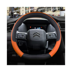 for Citroen C4 2021 2022 2023  Car Steering Wheel Cover PU Leather Non-slip - Orange