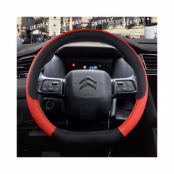 for Citroen C4 2021 2022 2023  Car Steering Wheel Cover PU Leather Non-slip - Red
