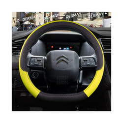 for Citroen C4 2021 2022 2023  Car Steering Wheel Cover PU Leather Non-slip - Yellow