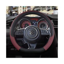 for Suzuki Swift 2017 2018 2019 2020 2021  Car Steering Wheel Cover Microfiber - D shape Wine Red