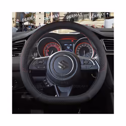 for Suzuki Swift 2017 2018 2019 2020 2021  Car Steering Wheel Cover Microfiber - D shape Wine Red