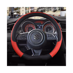 for Suzuki Swift 2017 2018 2019 2020 2021  Car Steering Wheel Cover Microfiber - D shape Wine Red