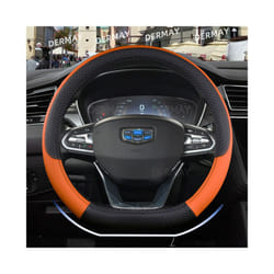 D Shape Steering Wheel Cover PU Leather for Geely Atlas Emgrand EC7 Coolray - Orange