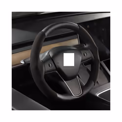 Suede Steering Wheel Cover Custom Fit for Tesla Model 3 Y 2017-2022 2023 - black