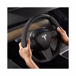 Suede Steering Wheel Cover Custom Fit for Tesla Model 3 Y 2017-2022 2023 - black