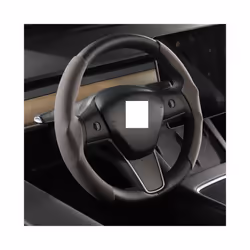 Suede Steering Wheel Cover Custom Fit for Tesla Model 3 Y 2017-2022 2023 - grey