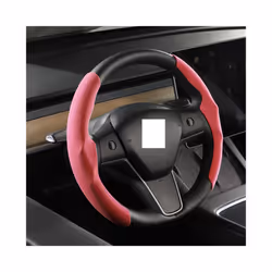 Suede Steering Wheel Cover Custom Fit for Tesla Model 3 Y 2017-2022 2023 - red