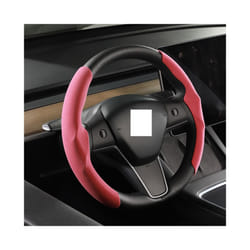 Suede Steering Wheel Cover Custom Fit for Tesla Model 3 Y 2017-2022 2023 - red