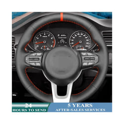 Customized Car Steering Wheel Cover Non-slip Leather Original Steering - Light Blue Thread
