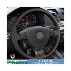 Customized Car Steering Wheel Cover Hand Sewing Non-slip Car Accessories - Gray Thread